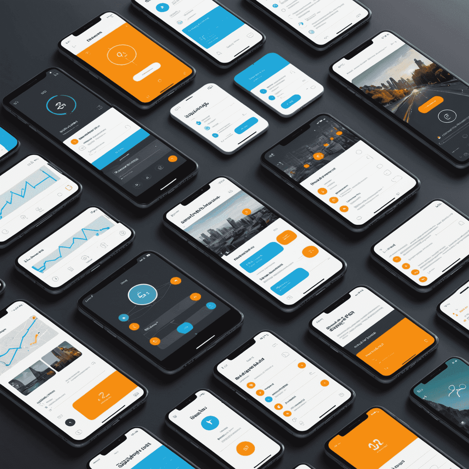 Collage of modern mobile app interfaces with highlighted interactive elements and user flow arrows
